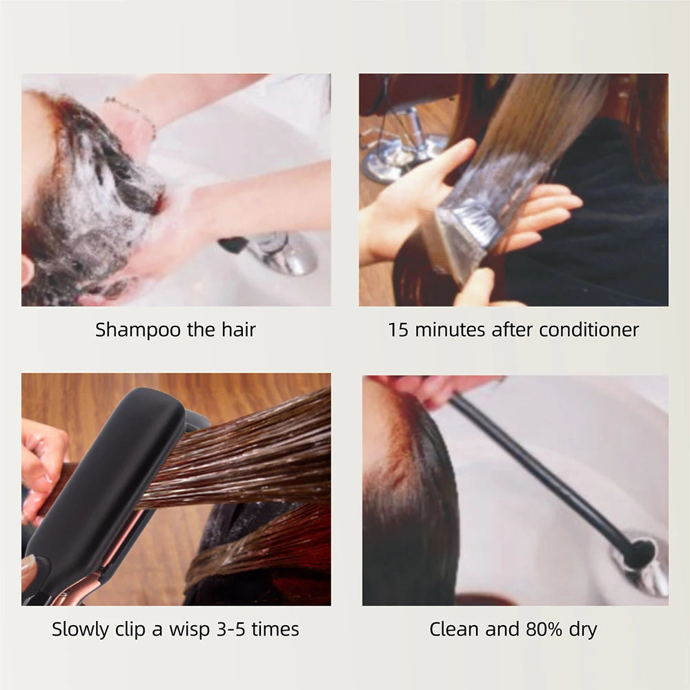 Hair Straightener  Wide Plate Plasma Ions for Keratin Treatment Frizzy Hair Recovers Damaged