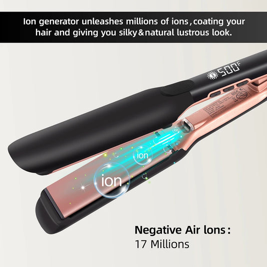 Hair Straightener  Wide Plate Plasma Ions for Keratin Treatment Frizzy Hair Recovers Damaged